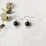 シュンガイト&水晶☆サージカルステンレスピアス