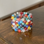 12－14号　ビーズ リング 指輪 　カラフルなボタンカットビーズのリング