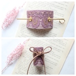 《再販》2wayタイプ　パープル　紫　ゴールド　刺繍リボン　マジェステ　ヘアカフス　かんざし　髪飾り　リボンラップ　ラップポニー　インド刺繍