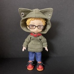 ねこ耳パーカー【カーキ】オビツ11/ねんどろいどどーる