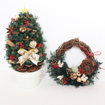 ＊イルミネーション＊  クリスマス ツリーと ミニ リース のセット  クリスマスツリー  クリスマスリース 大王松の 松ぼっくり  ウィンターリース