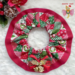 再販‎‪𓍯 ‬𝚇'𝚖𝚊𝚜 𝟸𝟶𝟸𝟸🎄𝚕𝚘𝚟𝚎𝚕𝚢 🎀 𝙲𝚊𝚝 𝚏𝚛𝚒𝚕𝚕𝚜 ୨୧ クリスマスリースツリー柄 × レッド ‪‪❤︎‬ フリルシュシュ首輪‎‪𓍯 ‬