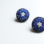 ＜Stella～遊び好きの星～＞満天の星刺繍ピアス◎ブルー/青◎2way★ロングポスト変更可能