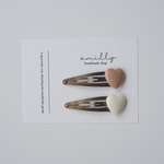 heart hair pin / set: apricot & milk