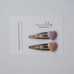 heart hair pin / set: lavender&apricot