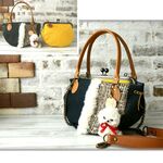 【新サイズ】5WAY 半月BAG&満月bag*尾州ウール&帆布*Mサイズ　編みぐるみ付