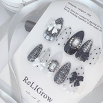 Design://012.. tweed Bijoux⸜❤︎⸝‍ 白黒ツイード ネイルチップ