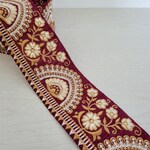 〖50cm〗インド刺繍リボン  <商品No.412 ワインレッド>
