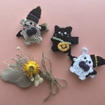 送料無料2つセット♩うさぎとくまとねこのハロウィンお散歩ベビーヘアクリップ・ヘアゴム・ペットアクセサリー  
