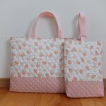 レッスンバッグ＆上履き入れ＊ピーチブロッサム＊アイボリー