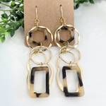 べっ甲×ゴールドのじゃらじゃら大ぶりピアス・イヤリング♡