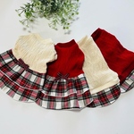 犬服『🎄クリスマスカラー　ワンピース・重ね着風タンクトップ』わんこ服　秋　冬