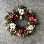 リンゴとコットンフラワーのクリスマスリース　クリスマス　プリザーブドフラワー