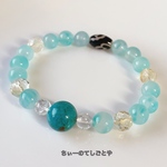🆕クリソコラ大玉と水蓮花天珠入り♡アマゾナイトシリカブレスレット