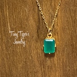 🌟 silver925+18kgpジュエリー🌟Green Onyx’s Rectangle Silver Necklace〜天然石宝石質グリーンオニキス使用〜