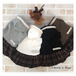 犬服 ❁チェックフリルワンピース　フード付❁　　　