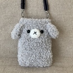 ふわふわグレーうさぎちゃんスマホポシェット🐰ゆったりサイズ