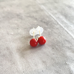 天然赤珊瑚一粒シンプルピアス14kgf サルデーナャ産 本珊瑚