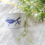 京焼き/呉須染め付けの器 側猪口 カマキリ