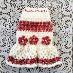 【Sale🎀】モヘアニットワンピース☆ ホワイト＆エンジマーブル　お花