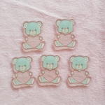クリアパーツ☆くまくまハート(クリアミント) 5個入