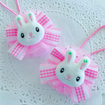 うさぎ🐰 キラキラ　チュールリボン♡ゆめかわリボン♡お揃い♡プチギフト♡発表会♡キッズヘアゴム♡2個セット