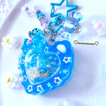 レジン ハート耳付シェイカー チャーム・ブルー