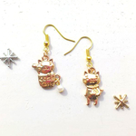 ぶらさがり仲良し福寄せねこ☆ピアス