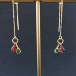 天然石 ガーネット＆ペリドット ゴールドアメリカンピアス