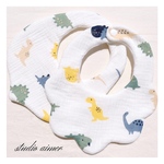 [  dinosaur cotton bib   ]   名入れ  スタイ  刺繍  ガーゼ  出産祝い  ラッピング  女の子  男の子