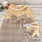 犬服　グレンチェックのワンピース