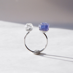 koishi open ring (タンザナイト×ダイヤモンドクォーツ)／鉱物 原石アクセサリー