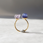 koishi open ring (ピンクアメジスト×タンザナイト)／鉱物 原石アクセサリー