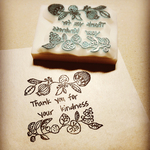 北欧花のメッセージthank you for your kindness 消しゴムはんこ