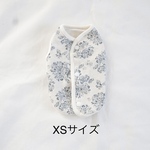 [犬服] XSサイズ 完成品 チワワ　　　　　　　　　　　大きめ花柄 ミニ裏毛 パイピング ベスト 背中開き
