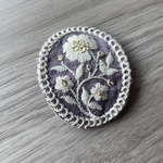 花柄刺繍リボン　パッチンぴん