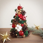 B2 りんごと松ぼっくりとコットンフラワーのクリスマスツリー（ミニ）