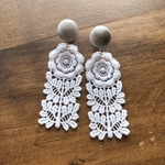 アンティークレース カボション   ハンドメイド ピアス イヤリング