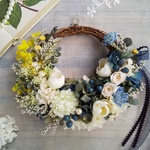 Lune Bonheur＜mimosa chic＞＊ハーフムーンリース＊リース＊冬＊秋リース＊プリザーブドフラワー＊お花＊ギフト＊結婚祝い＊新築祝い＊お誕生日祝い＊クリスマス