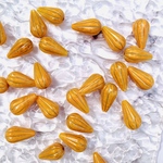 [6ピース]ゴールドラインしずくビーズ・オレンジ