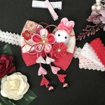 【オーダー品】ベビー ヘアバンド クリップ つまみ細工 和 袴 100日祝い 百日祝い お食い初め ひな祭り 753 七五三　髪飾り 赤ちゃん