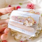 【New】アンティークフラワーのヘアクリップ　2点セット ニュアンスカラー　ハンドメイドヘアクリップ　ハンドメイドレジン　押し花　ヘアクリップ　ヘアアクセサリー　アンティークカラー　お花ヘアクリップ