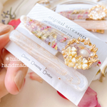 【New】アンティークフラワーのヘアクリップ　2点セット ニュアンスカラー　ハンドメイドヘアクリップ　ハンドメイドレジン　押し花　ヘアクリップ　ヘアアクセサリー　アンティークカラー　お花ヘアクリップ