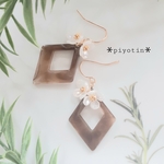 [送料無料]再販＊大きめピアス＊花&花ピアス＊ひし形ピアス