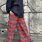 3日間限定sale❣️【アフリカ布】ワイドパンツ＊夕焼け空のツバメさん❣️＊