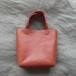 牛革 本革 スムース レザー  ミニトートバッグ　パステルオレンジ サーモンピンク