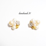 ホワイト＆クリームピアス/イヤリング