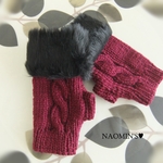 メリノウールHand warmer/ボルドー&カーキ
