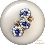 Blue Flower ビーズ刺繍ブローチ