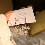 14kgp◆Ribbon&Bijou gold hoopearrings